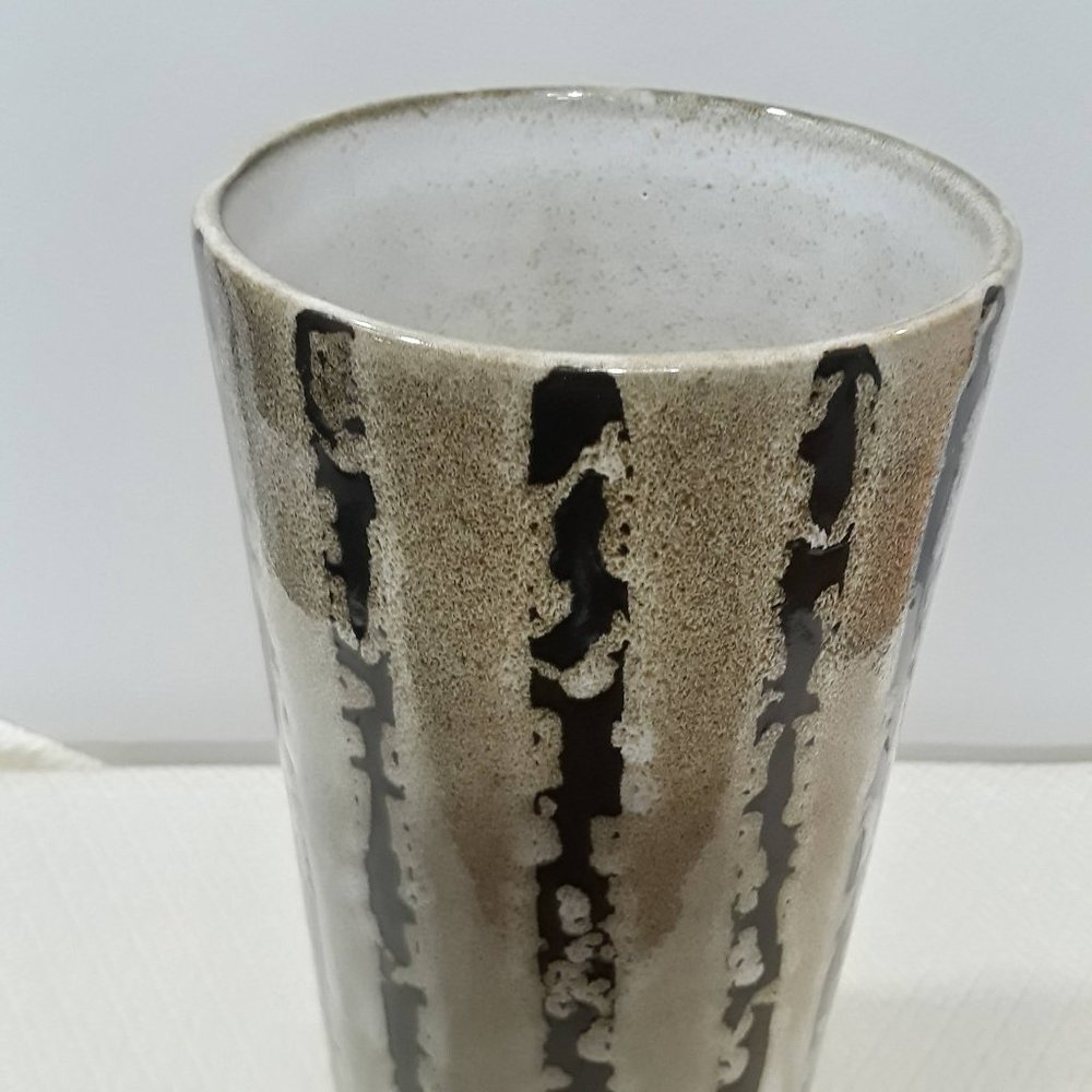 Crate & Barrel Black Striped/Sandy Vase - Picture 3 of 6